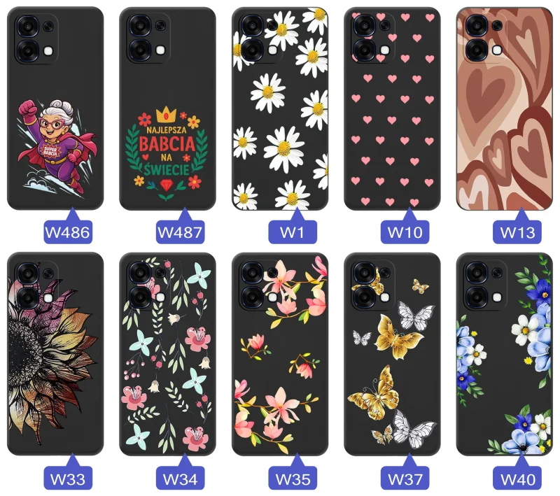 Różne etui dla Babci do Oppo A6 Pro 5G:  kwiaty, serca, napis Najlepsza Babcia na świecie, Babcia superbohaterka