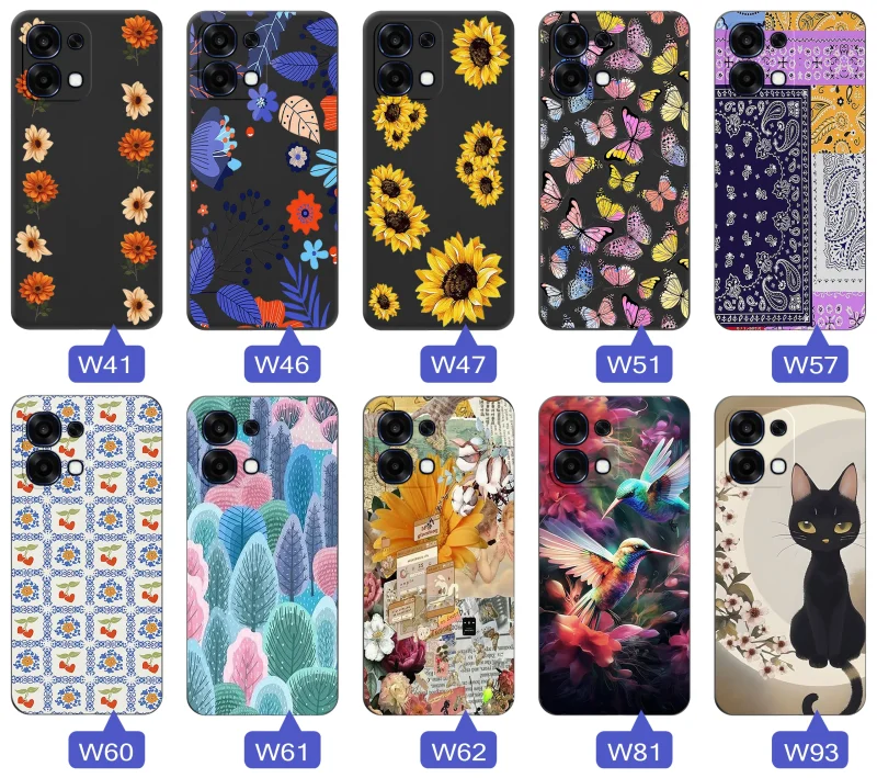 Kolekcja wzorów dla Babci na Oppo A6 Pro 5G: kwiaty, motyle, ptaki, kotki