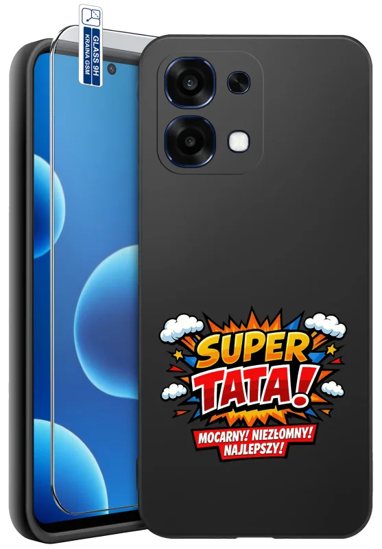 Etui dla Taty z różnymi wzorami do Oppo A6 Pro 5G z nadrukiem Super Tata oraz szkło hartowane 9H w zestawie