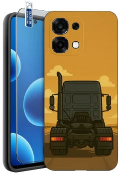 Etui do Oppo A6 Pro 5G różne wzory z autem ze szkłem