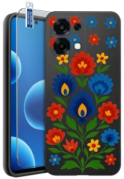 Etui do Oppo A6 Pro 5G różne wzory ludowe ze szkłem