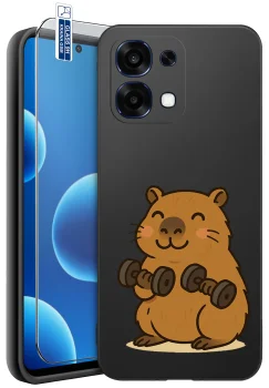 Etui do Oppo A6 Pro 5G różne wzory z kapibarą ze szkłem