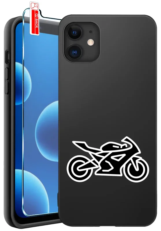 Etui dla Taty z różnymi wzorami do iPhone 12 z nadrukiem motocykla sportowego oraz szkło hartowane 9H w zestawie