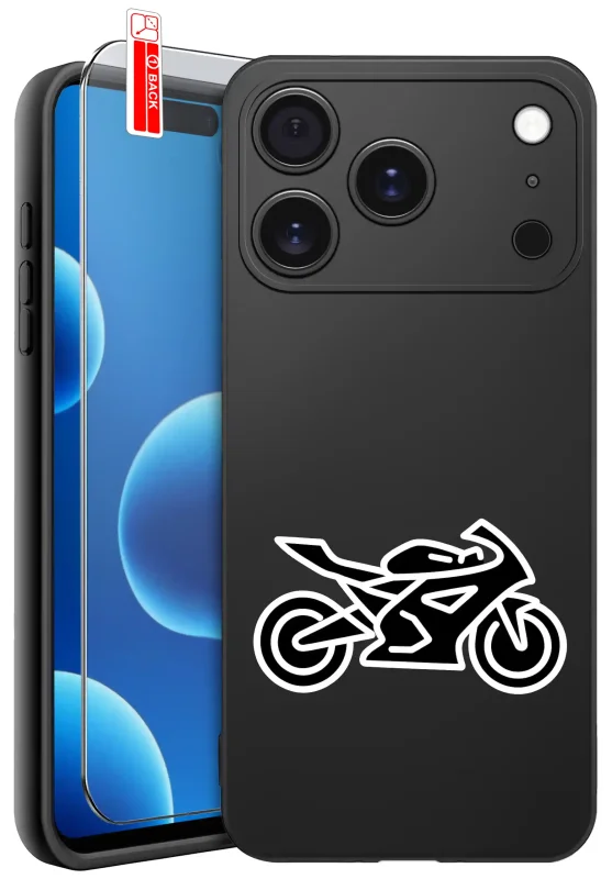 Etui dla Taty z różnymi wzorami do iPhone 17 Pro Max / 18 Pro Max z nadrukiem motocykla oraz szkło hartowane 9H w zestawie