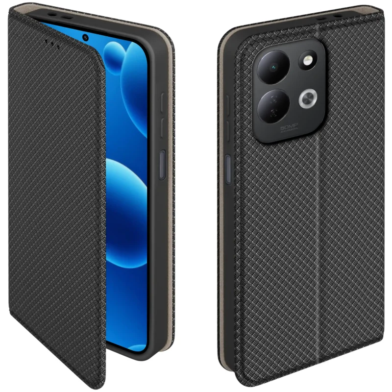 Czarne etui z klapką do Xiaomi Redmi 17 4G / 5G z ochroną ekranu i aparatu