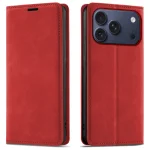 Etui do iPhone 17 Pro Max / 18 Pro Max z klapką skórzane Velvet czerwone ze szkłem