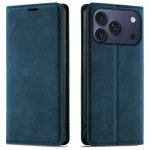 Etui do iPhone 17 Pro Max / 18 Pro Max z klapką skórzane Velvet granatowe ze szkłem