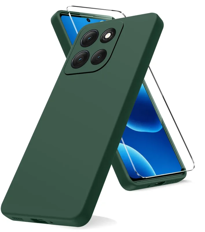 Zielone elastyczne etui do Motorola Moto G86 Power ze szkłem hartowanym widok konstrukcji pokrowca