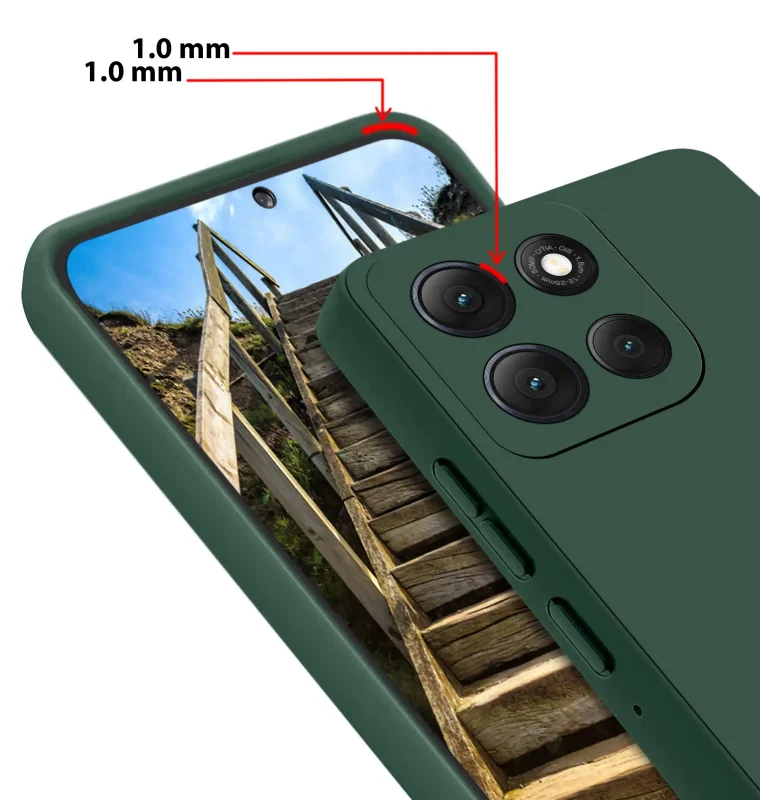 Zielone etui do Motorola Moto G86 Power z podwyższonymi rantami 1 mm przy ekranie i aparatach