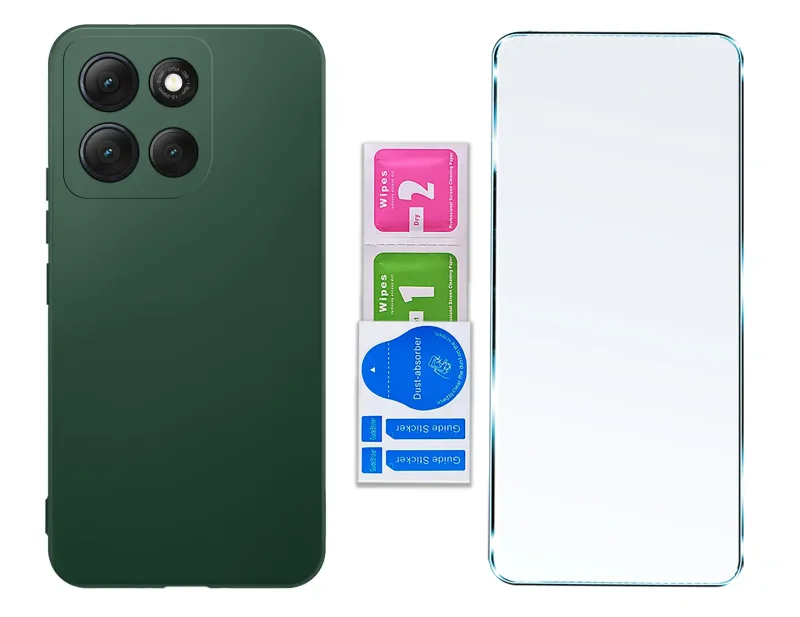 Zielone etui do Motorola Moto G86 Power ze szkłem hartowanym 9H i akcesoriami do montażu