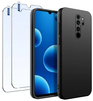 Etui do Xiaomi Redmi Note 8 Pro czarne matowe z zestawem 2 szkieł