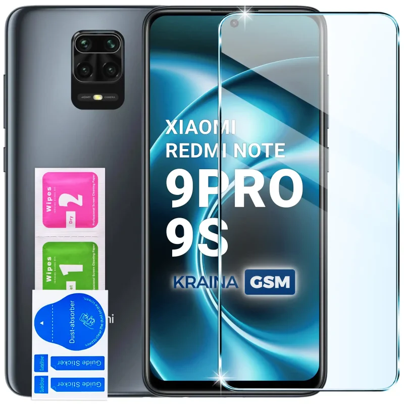Szkło hartowane 9H do Xiaomi Redmi Note 9 Pro / 9S i zestaw do montażu
