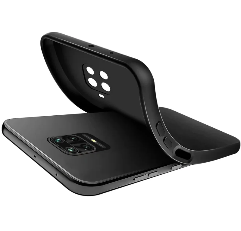 Elastyczne czarne etui do Xiaomi Redmi Note 9 Pro / 9S pokazujące giętką konstrukcję materiału