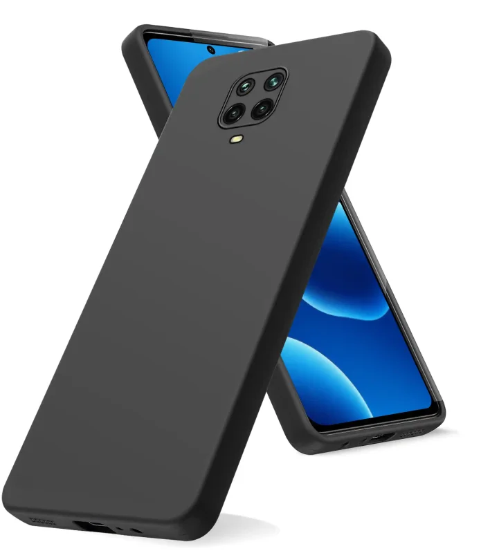Czarne matowe etui do Xiaomi Redmi Note 9 Pro / 9S widok konstrukcji pokrowca z przodu i z tyłu