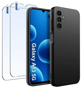 Etui do Samsung Galaxy A13 5G czarne matowe z zestawem 2 szkieł