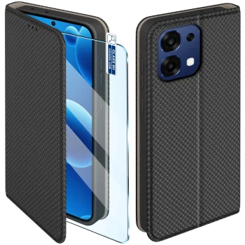 Etui do Oppo A6 Pro 5G czarne zamykane ze szkłem