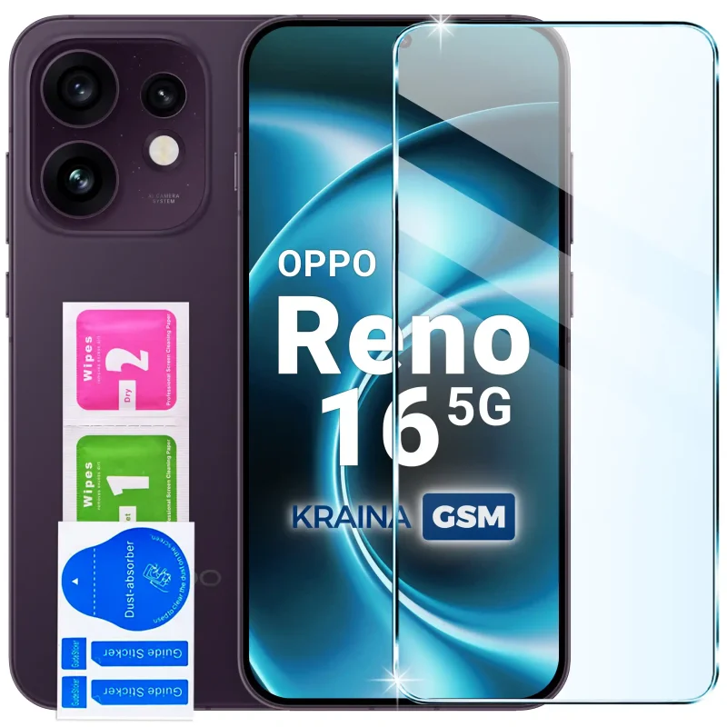 Szkło hartowane 9H do Oppo Reno 16 5G / 16 Pro 5G z zestawem montażowym