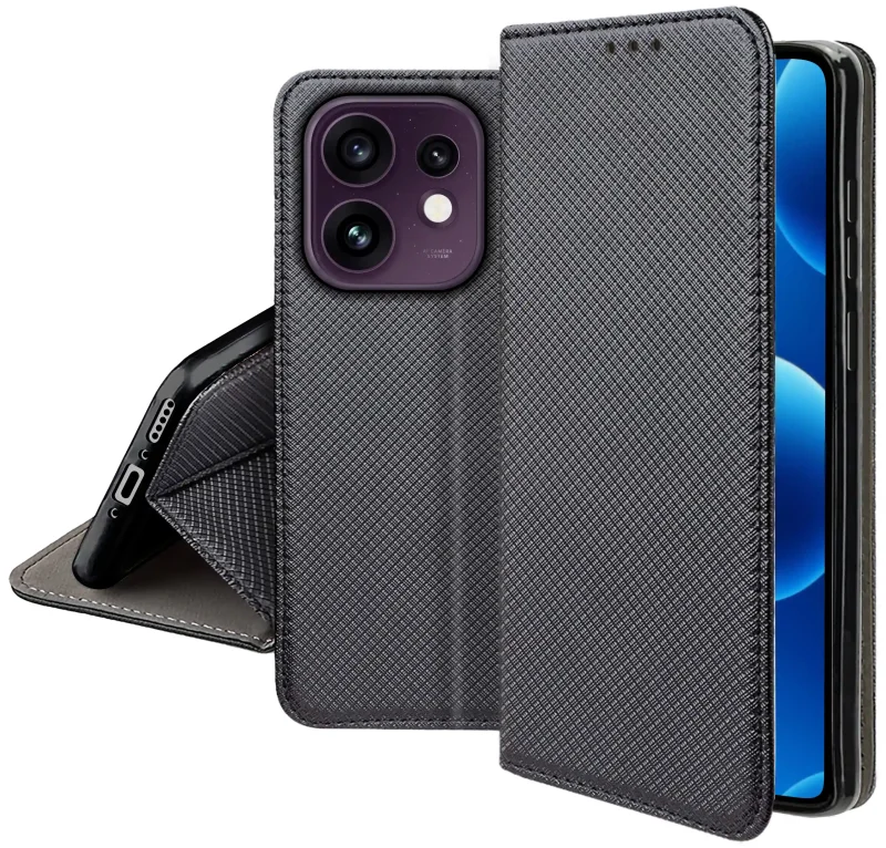 Zamykane etui z klapką do Oppo Reno 16 5G z matową strukturą, wycięciami na porty oraz ochroną aparatów i boków smartfona