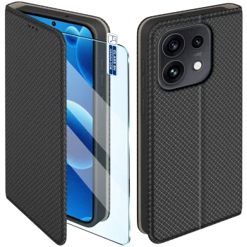 Etui do Oppo Reno 16 Pro 5G czarne zamykane ze szkłem