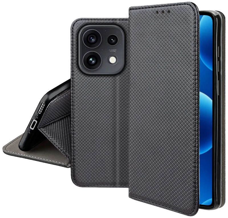 Zamykane etui z klapką do Oppo Reno 16 Pro 5G z matową strukturą, wycięciami na porty oraz ochroną aparatów i boków smartfona