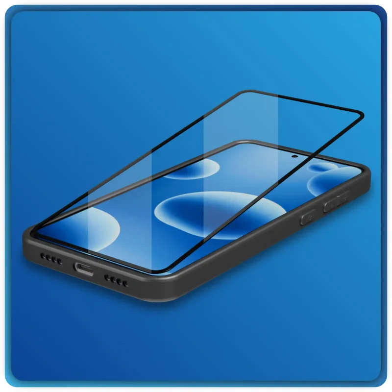 Szkło hartowane 5D FULL GLUE do Samsung Galaxy A51 przyłożone do ekranu telefonu