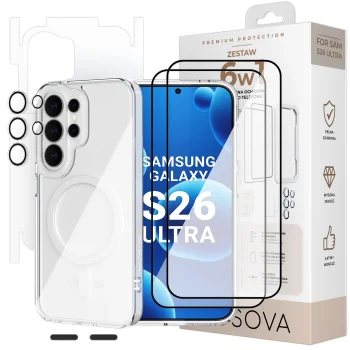 Zestaw 6w1 OSOVA etui do Samsung Galaxy S26 Ultra z MagSafe, 2 szkła hartowane, szkło na aparat