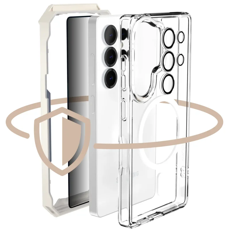 Etui Magnetic Clear z MagSafe do Samsung Galaxy S24 Ultra ze szkłem prywatyzującym i ochroną obiektywów aparatu