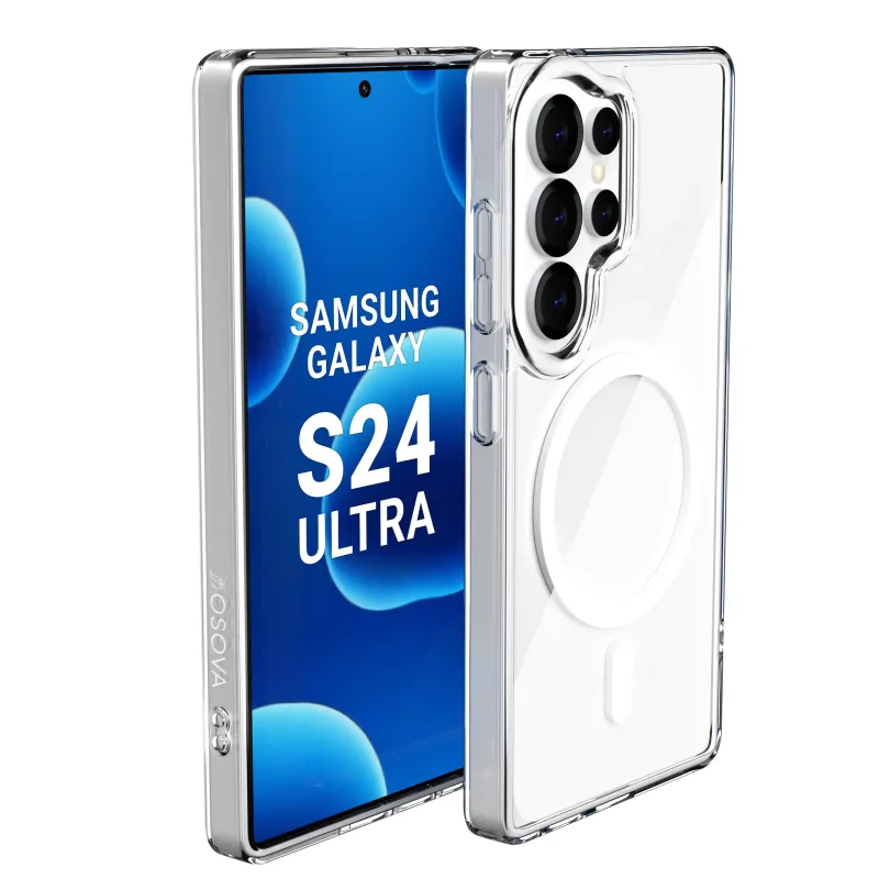 Przezroczyste etui Magnetic Clear z MagSafe OSOVA do Samsung Galaxy S24 Ultra z ochroną wyspy aparatów