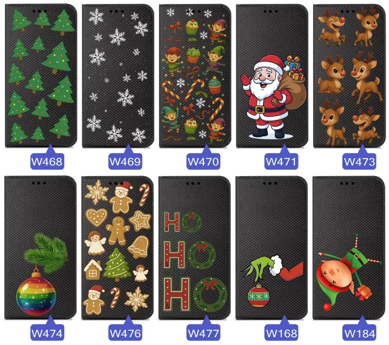 Różne wzory świąteczne na etui do Google Pixel 11 Pro XL: motywy zimowe, grinch, elfy, renifery, bombki, pierniki