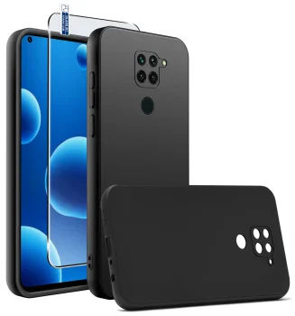 Etui do Xiaomi Redmi Note 9 czarne matowe ze szkłem
