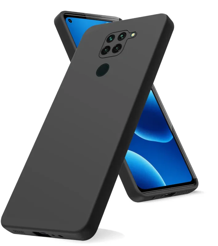 Czarne matowe etui do Xiaomi Redmi Note 9 widok konstrukcji pokrowca z przodu i z tyłu