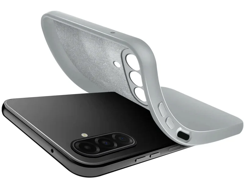Srebrne elastyczne etui do Samsung Galaxy A27 5G z miękką mikrofibrą wewnątrz