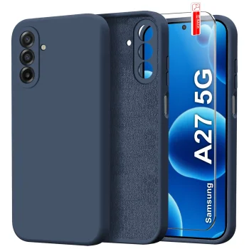 Etui do Samsung Galaxy A27 5G granatowe silikonowe ze szkłem