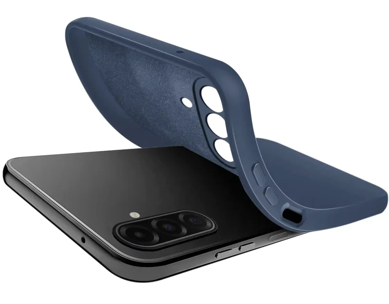 Granatowe elastyczne etui do Samsung Galaxy A27 5G z miękką mikrofibrą wewnątrz