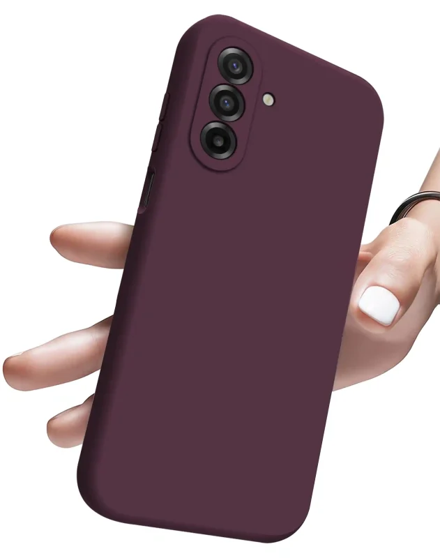 Fioletowe etui silikonowe do Samsung Galaxy A27 5G pokazane na telefonie