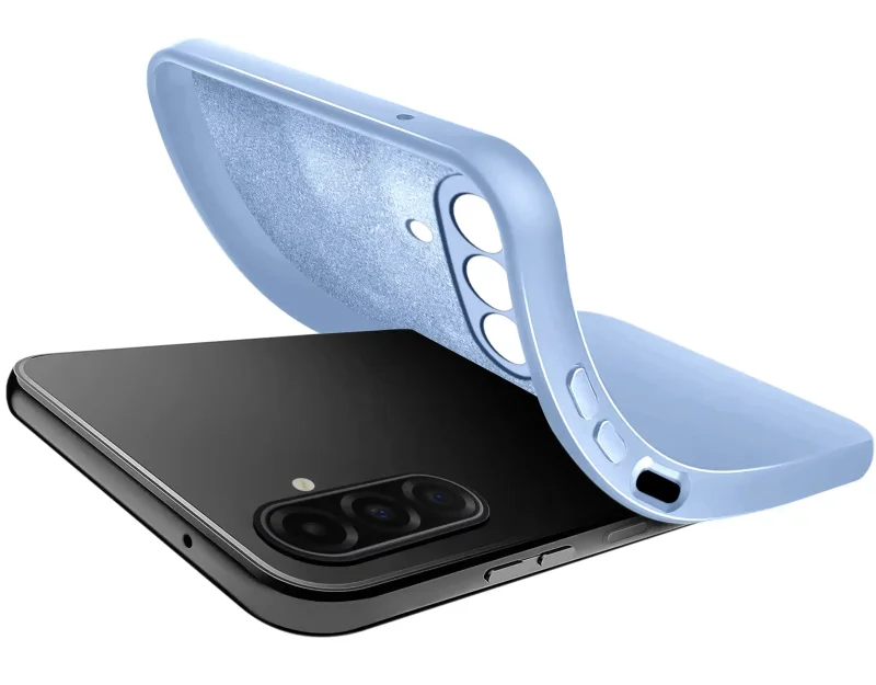 Niebieskie elastyczne etui silikonowe do Samsung Galaxy A27 5G z miękką mikrofibrą wewnątrz