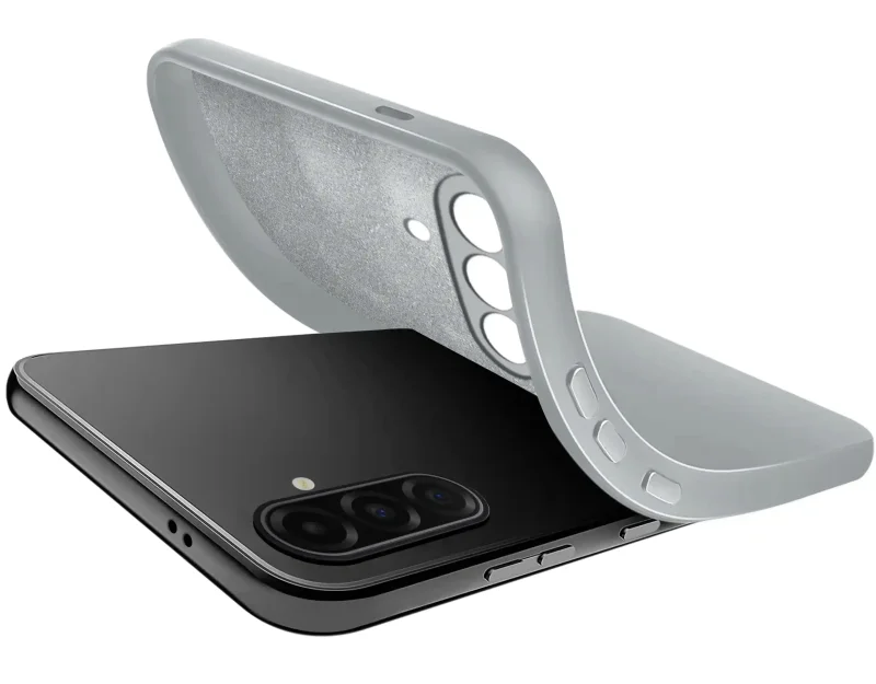 Srebrne elastyczne etui do Samsung Galaxy A37 5G z miękką mikrofibrą wewnątrz