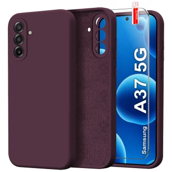 Etui do Samsung Galaxy A37 5G fioletowe silikonowe ze szkłem