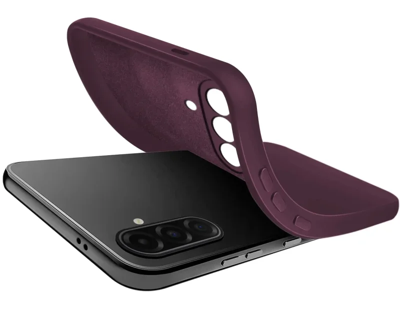 Fioletowe elastyczne etui do Samsung Galaxy A57 5G z miękką mikrofibrą wewnątrz