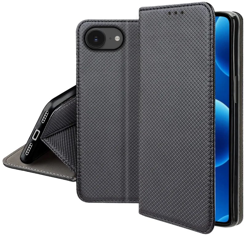 Zamykane etui z klapką do iPhone 16e | 17e z matową strukturą, wycięciami na porty oraz ochroną aparatów i boków smartfona