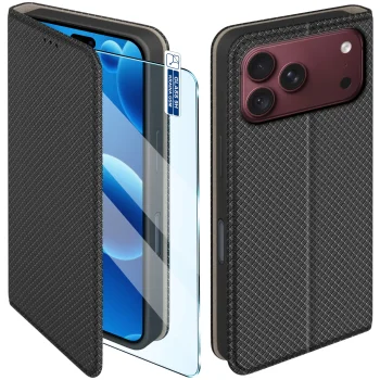 Etui do iPhone 17 Pro | 18 Pro czarne zamykane ze szkłem