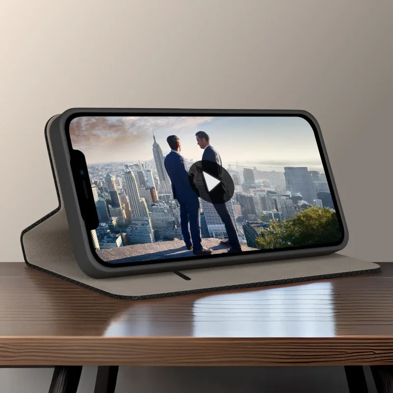 Futerał z klapką do iPhone iPhone 11 z funkcją podstawki umożliwiającą wygodne oglądanie filmów w pozycji poziomej