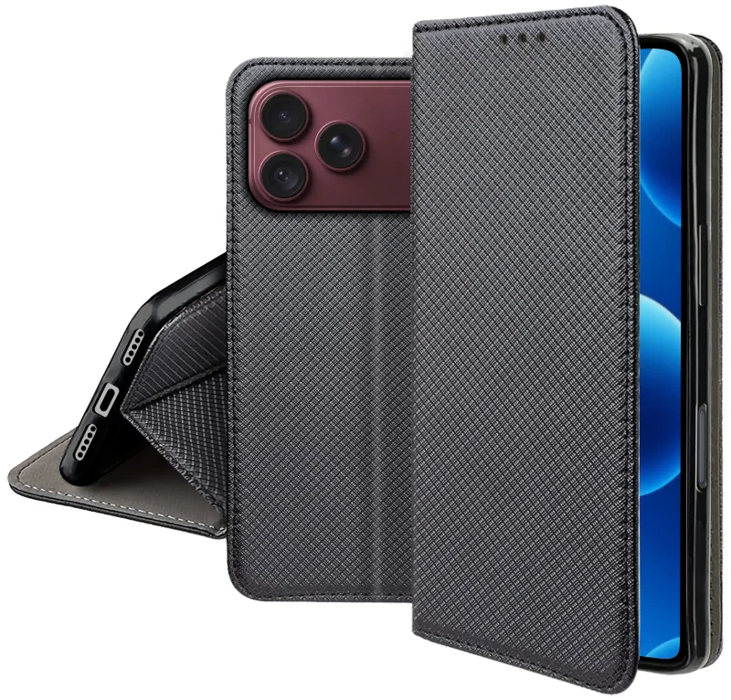 Zamykane etui z klapką do iPhone 17 Pro Max | 18 Pro Max z matową strukturą, wycięciami na porty oraz ochroną aparatów i boków smartfona