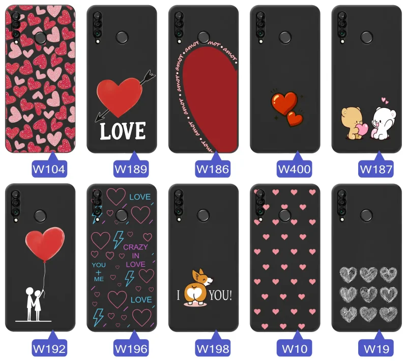 Kolekcja walentynkowych etui do Huawei P30 Lite: różne wzory z sercami i napisami love