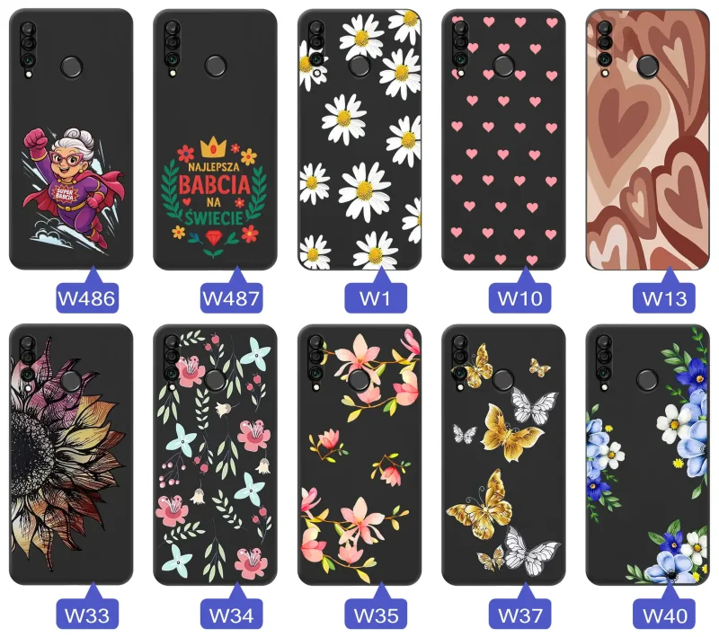 Różne etui dla Babci do Huawei P30 Lite:  kwiaty, serca, napis Najlepsza Babcia na świecie, Babcia superbohaterka