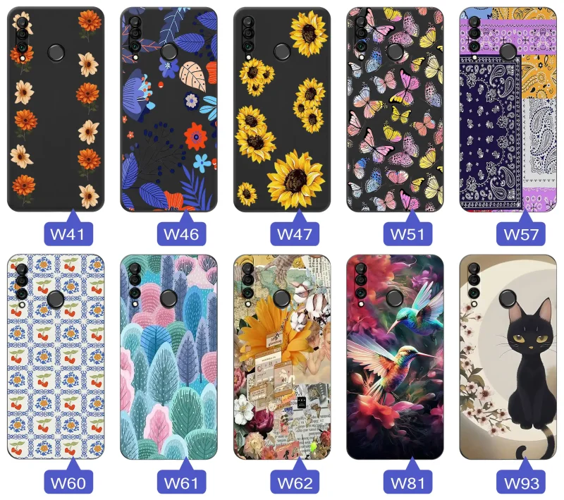 Kolekcja wzorów dla Babci na Huawei P30 Lite: kwiaty, motyle, ptaki, kotki