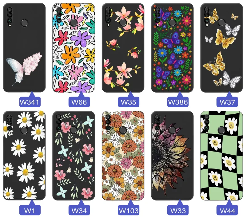 Kolekcja etui wiosennych do Huawei P30 Lite z kwiatowymi grafikami, motylami, pszczółkami i kolorowymi wzorami natury