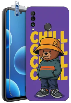 Etui do Huawei P30 Lite różne wzory z misiem ze szkłem