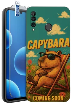 Etui do Huawei P30 Lite różne wzory z kapibarą ze szkłem