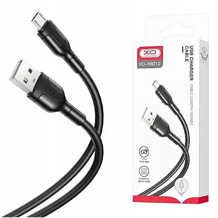 Kabel XO NB212 USB-A - microUSB 2,1 A 1 m czarny z opakowaniem